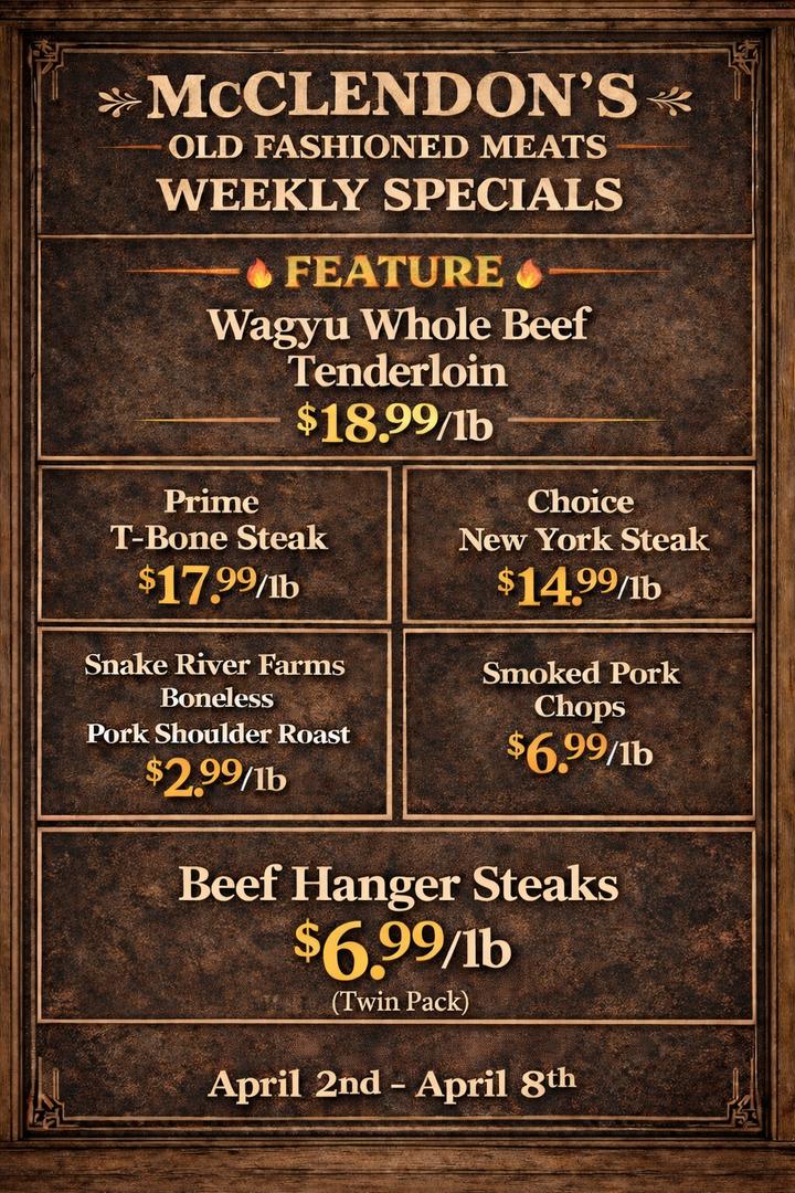 Weekly Specials at McClendon's Meats