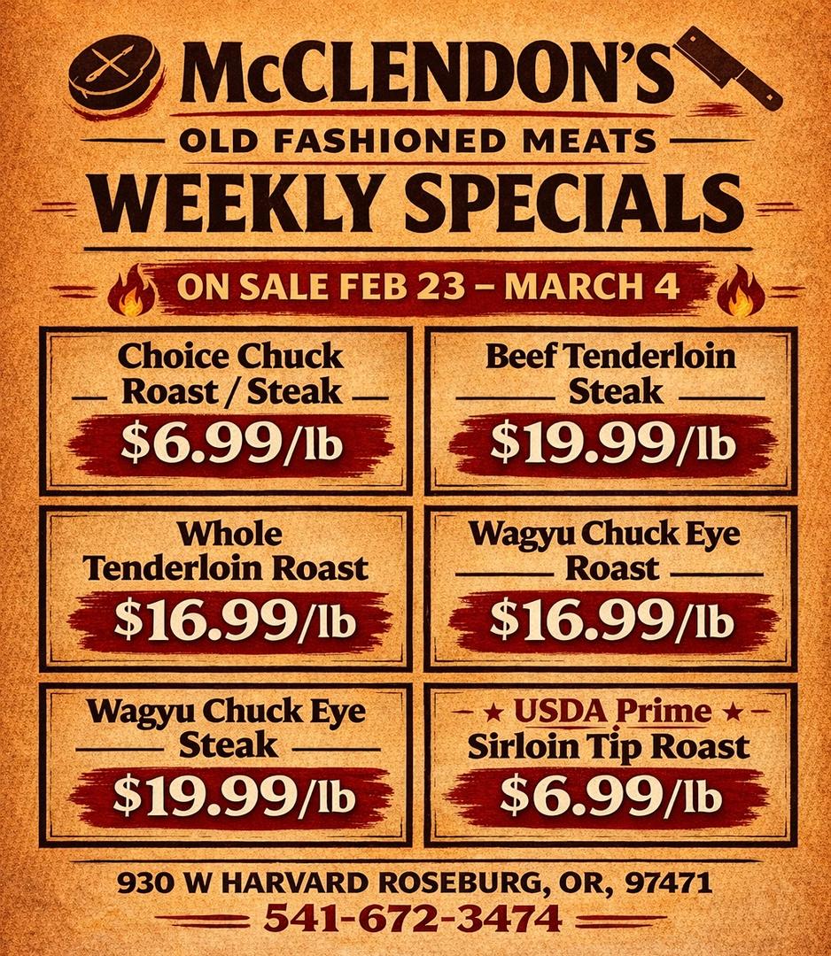 Weekly Specials at McClendon's Meats