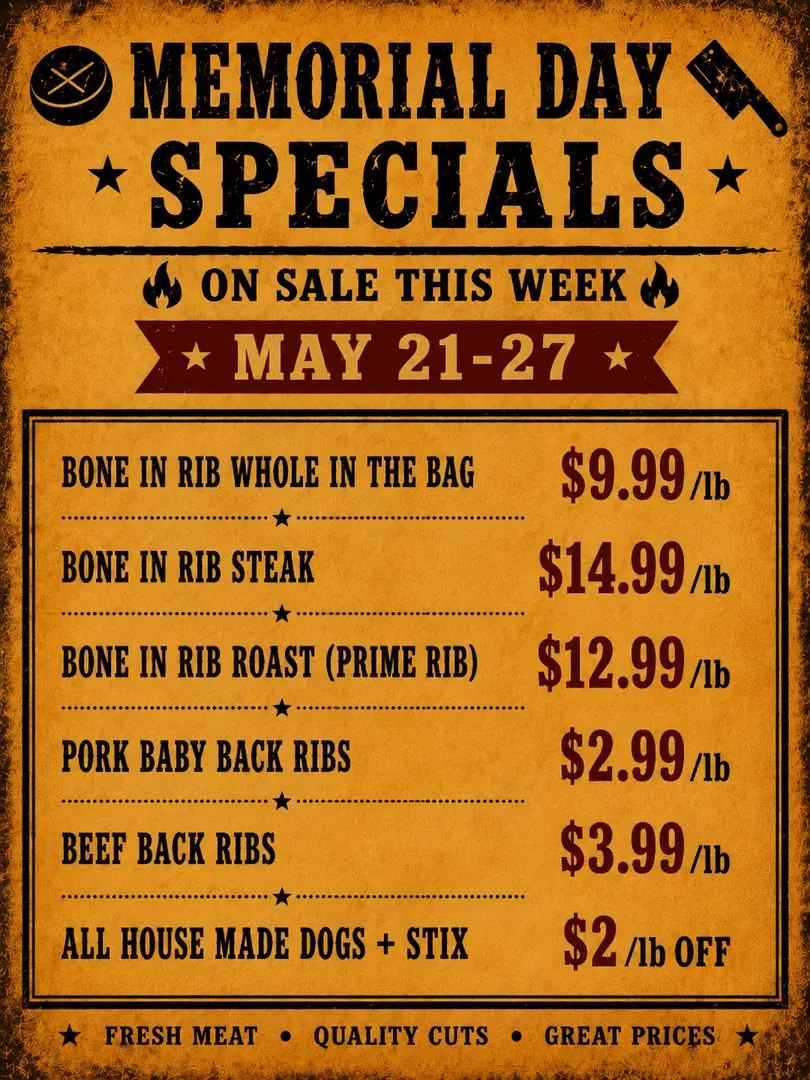 Memorial Day Sales at McClendon's Meats