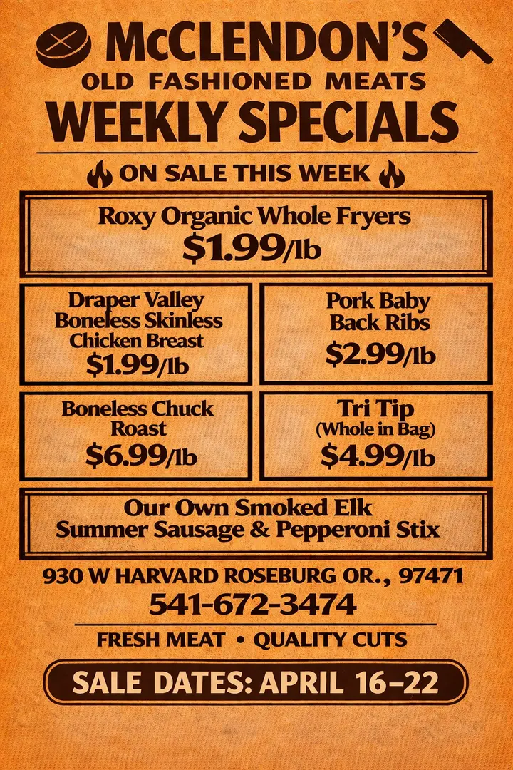This Week's Specials at McClendon's Meats