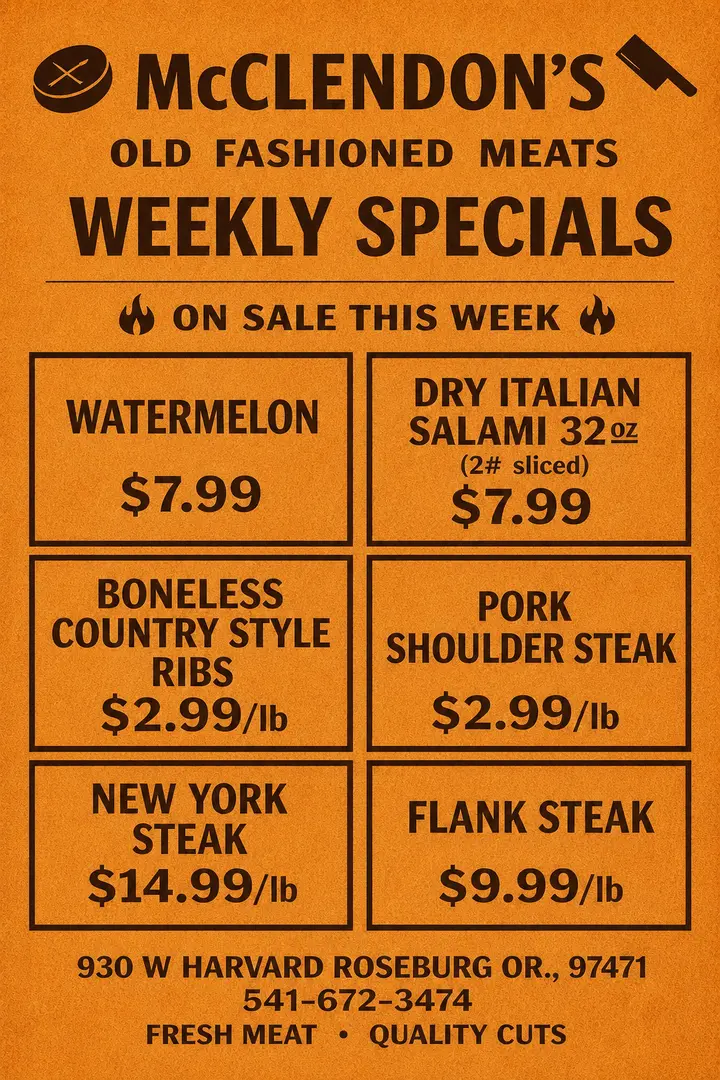 This Week's Deals at McClendon's Meats May 28 to June 3