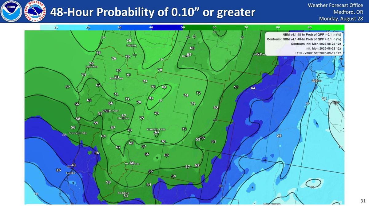 Rain Now Expected Over the Tyee Ridge Complex Fires Starting Thursday