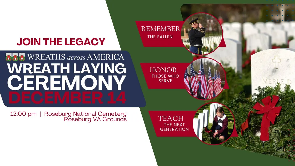 Wreaths Across America Ceremony Set For Roseburg National Cemetery December 14th