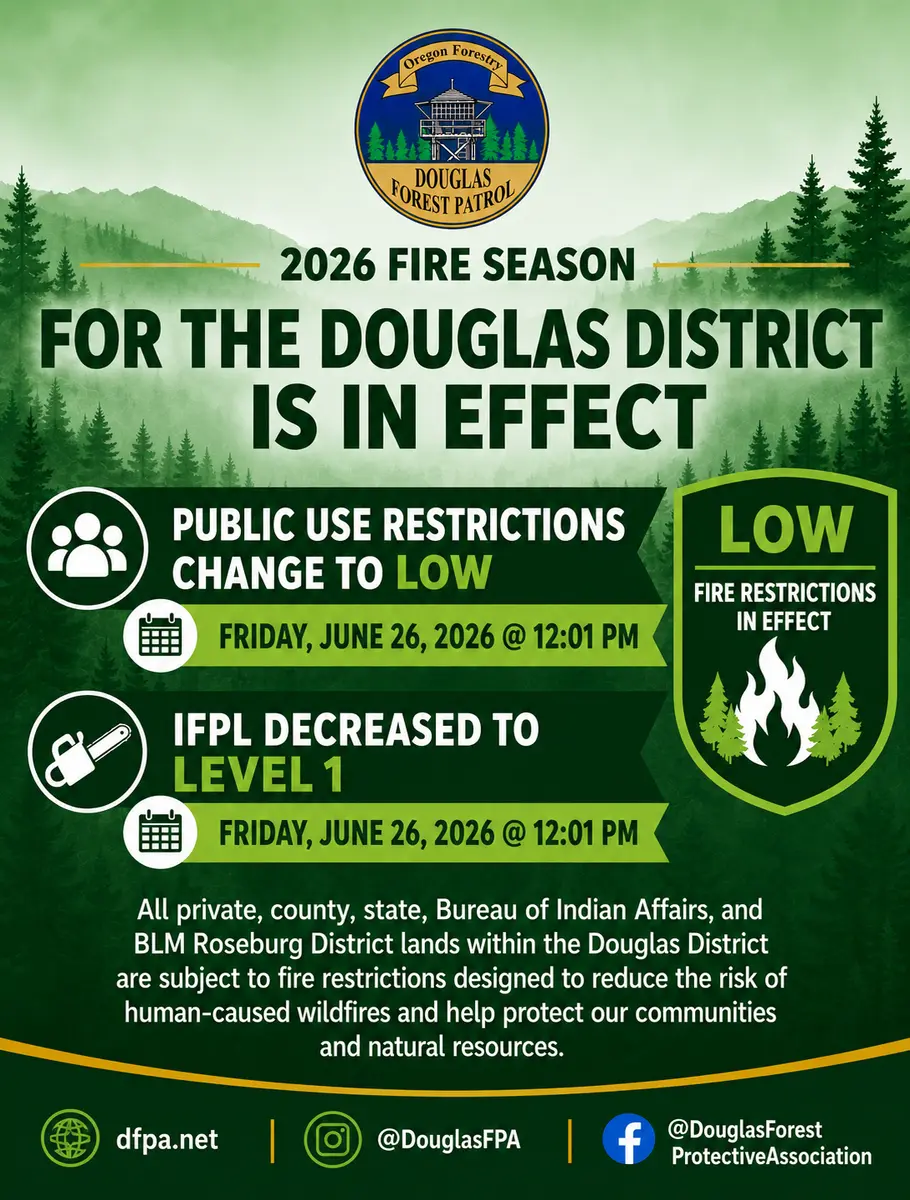 DFPA Lowers Fire Restrictions for Public and Industry Starting June 26