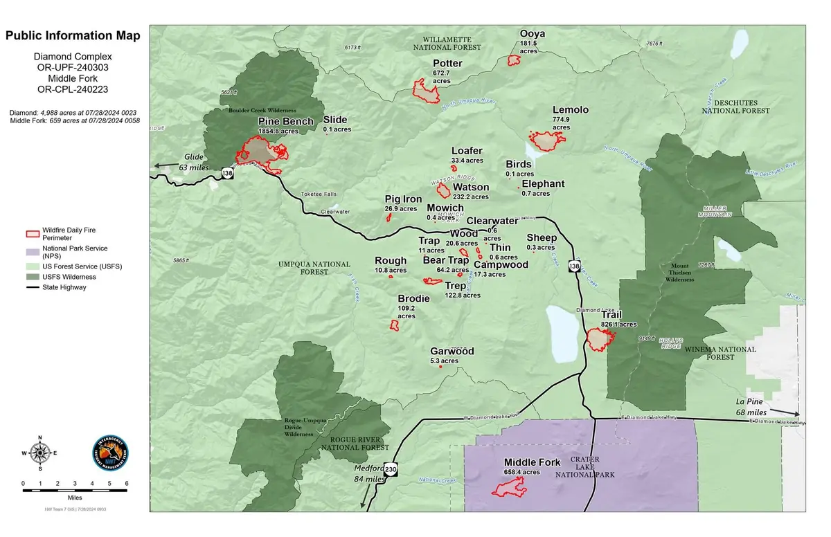 Diamond Complex Fires Expand to Nearly 5,000 Acres — Roseburg Tracker