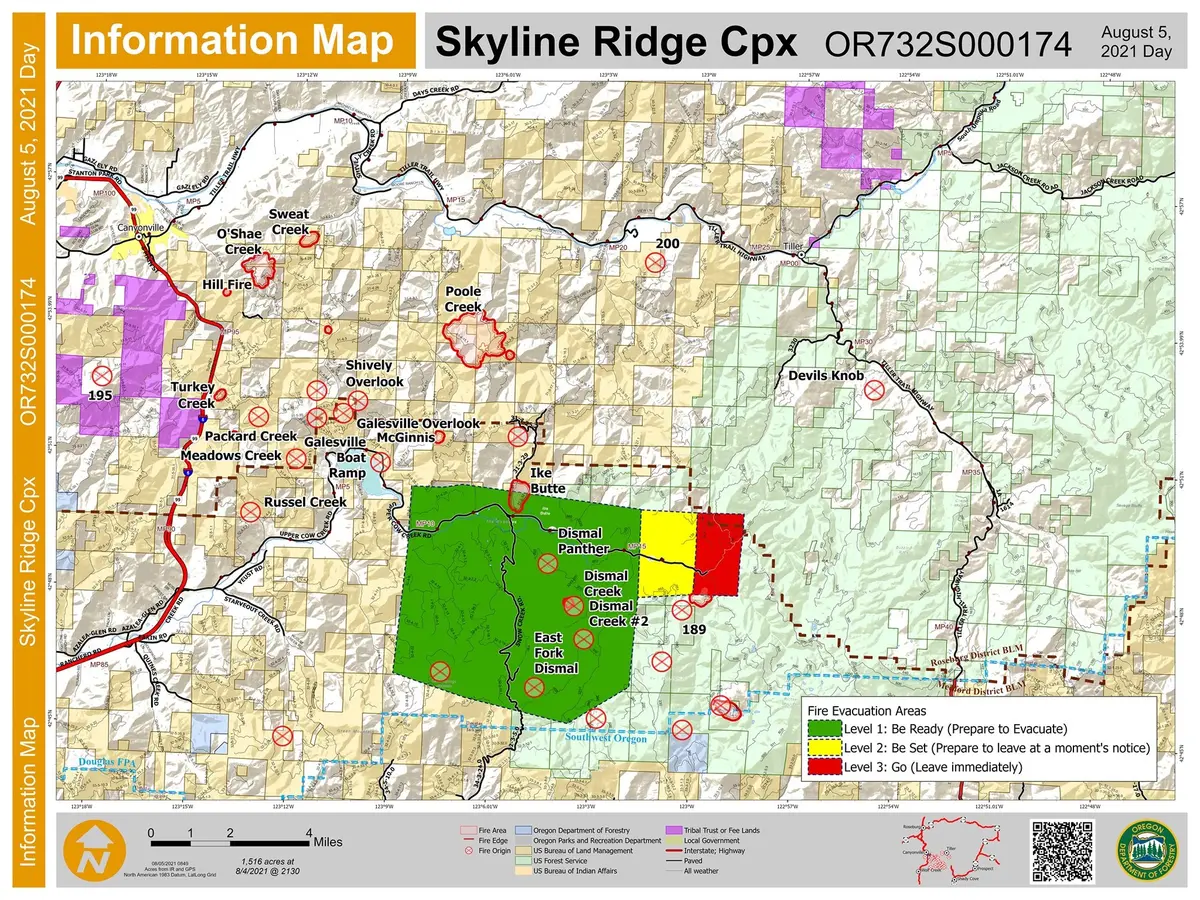 Skyline Ridge Complex Grows to 1,516 Acres, 0% Contained — Roseburg Tracker