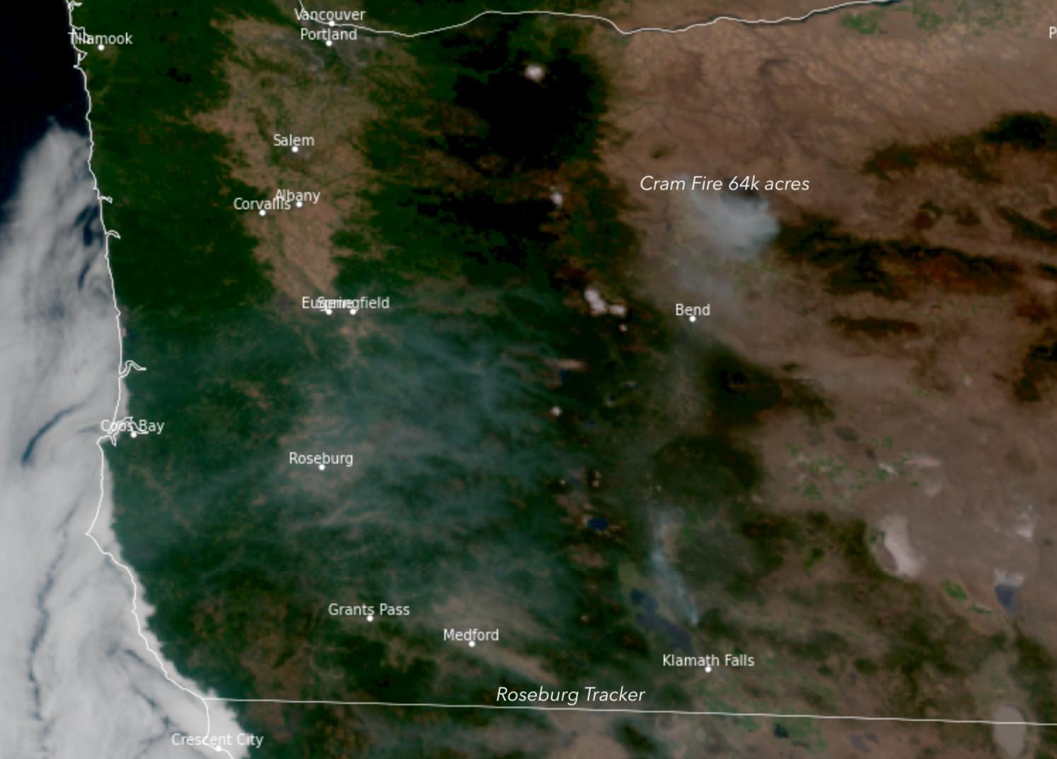Drift Smoke in Roseburg from Cram Fire — Roseburg Tracker