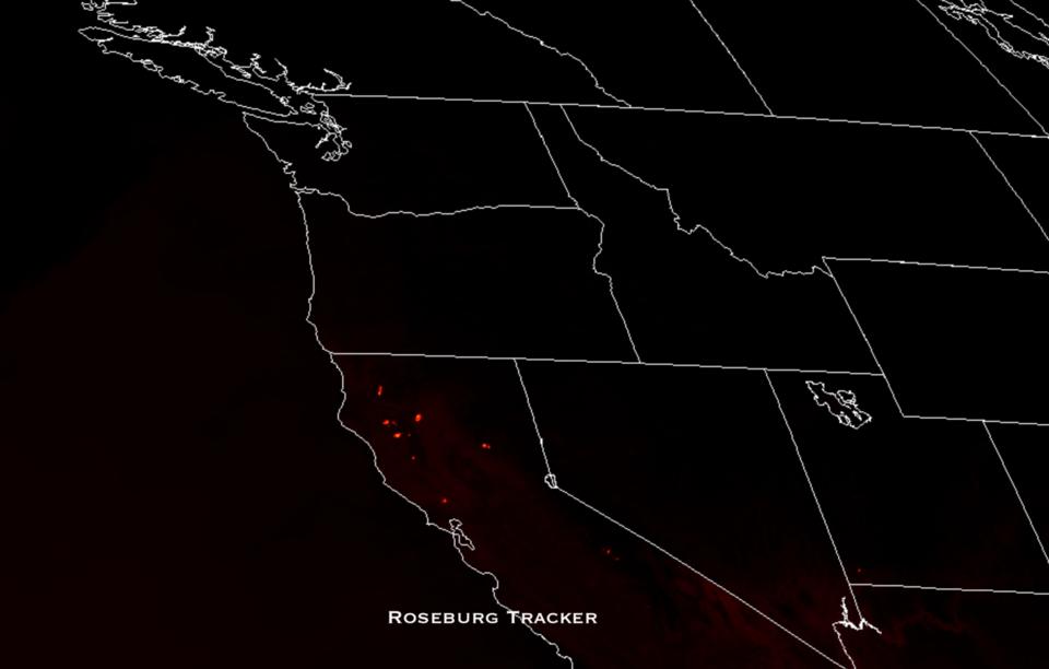 Current Satellite Image of West Coast Fires — Roseburg Tracker
