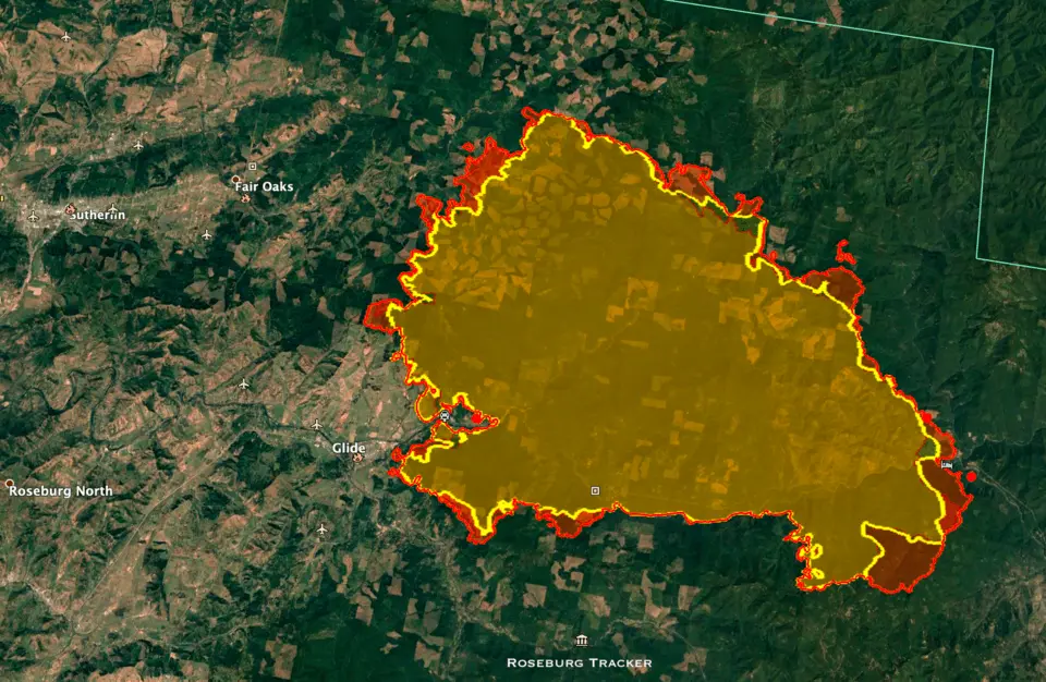 Archie Creek Fire Boundry Maps for Thursday 11 am — Roseburg Tracker
